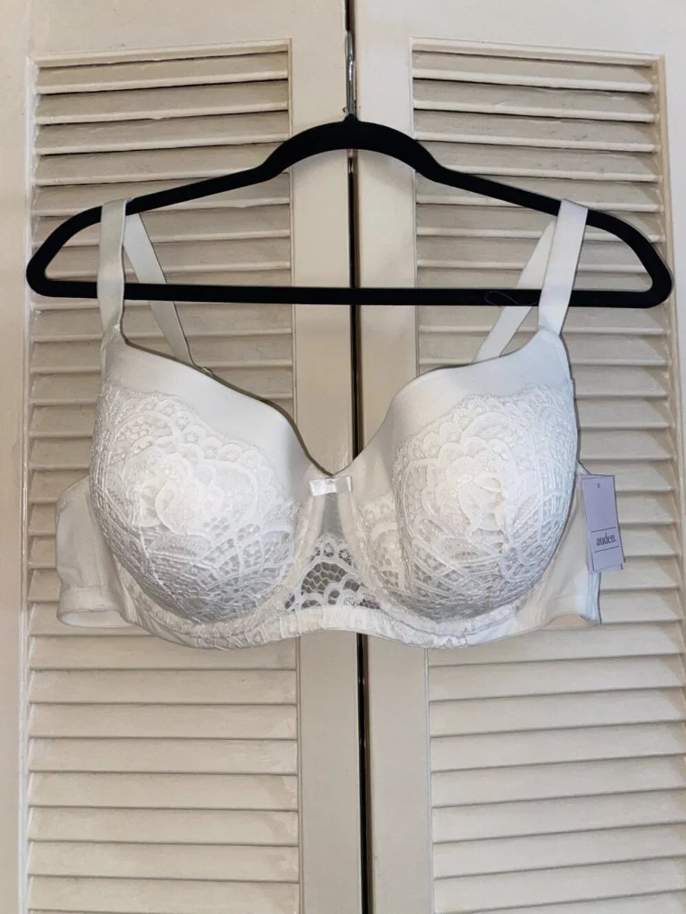 NWT Auden, 46C, Cream/White, Lacey Bra
